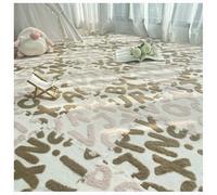 YMXBHN 12Pcs Plush Foam Floor Tiles 30X30x1cm thickned Carpet Squares Interlocking Soft Alphabet Puzzle Play Mat Cuttable Area Rugs for Home Decor,Easy To Assemble,Light Brown/Pink
