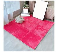 YMXBHN 16PCS Soft Plush Foam Floor Mats 12X12inch Carpet Squares Interlocking Fluffy Tiles Cut-To-Fit Puzzle Carpet Rug for Bedroom Living Room Decoration,Rose Red,0.4inch thick
