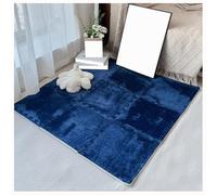 YMXBHN 16PCS Soft Plush Foam Floor Mats 12X12inch Carpet Squares Interlocking Fluffy Tiles Cut-To-Fit Puzzle Carpet Rug for Bedroom Living Room Decoration,Blue 2,0.4inch thick