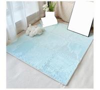 YMXBHN 16PCS Soft Plush Foam Floor Mats 12X12inch Carpet Squares Interlocking Fluffy Tiles Cut-To-Fit Puzzle Carpet Rug for Bedroom Living Room Decoration,Light Blue,0.4inch thick