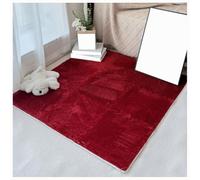 YMXBHN 16PCS Soft Plush Foam Floor Mats 12X12inch Carpet Squares Interlocking Fluffy Tiles Cut-To-Fit Puzzle Carpet Rug for Bedroom Living Room Decoration,Red,0.4inch thick