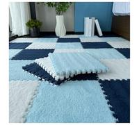 YMXBHN 24 Pcs Fluffy Area Rugs,Plush Puzzle Foam Tiles 12X12 Inch Anti Slip Play Mat Soft Interlocking for Home Playroom Decor,0.4Inch Thick,navy blue + blue + white