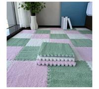 YMXBHN 24 Pcs Fluffy Area Rugs,Plush Puzzle Foam Tiles 12X12 Inch Anti Slip Play Mat Soft Interlocking for Home Playroom Decor,0.4Inch Thick,light green + pink + white