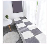 YMXBHN 8 Pcs Soft Interlocking Foam Play Mat Tiles Plush Carpet Squares 12X12 Inch Fluffy Area Rug Anti Slip for Toddlers Playroom Bedroom Decor,gray + white
