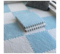 YMXBHN 8 Pcs Soft Interlocking Foam Play Mat Tiles Plush Carpet Squares 12X12 Inch Fluffy Area Rug Anti Slip for Toddlers Playroom Bedroom Decor,light blue + white