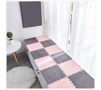 YMXBHN 8 Pcs Soft Interlocking Foam Play Mat Tiles Plush Carpet Squares 12X12 Inch Fluffy Area Rug Anti Slip for Toddlers Playroom Bedroom Decor,pink + gray