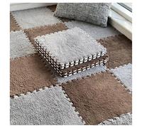 YMXBHN 8 Pcs Soft Interlocking Foam Play Mat Tiles Plush Carpet Squares 12X12 Inch Fluffy Area Rug Anti Slip for Toddlers Playroom Bedroom Decor,gray + dark brown
