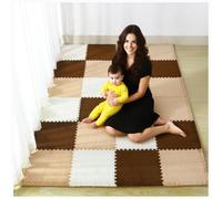 YMXBHN 90 Pack Soft Fluffy Puzzle Floor Mats - Anti-Slip EVA Foam Play Mat for Kids,Plush Interlocking Carpet Tiles 12X12x0.4 Playroom &Protective Flooring,White/Dark Brown/Brown