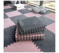 YMXBHN Plush Foam Interlocking Carpet Tiles 10Pcs 12X12inch Non-Slip EVA Foam Puzzle Mats Soft Fluffy Floor Mats for Kids Room Playroom Nursery, 9.6 Sq.Ft,light pink/dark gray,0.4”