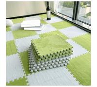 YMXBHN Plush Foam Interlocking Carpet Tiles 10Pcs 12X12inch Non-Slip EVA Foam Puzzle Mats Soft Fluffy Floor Mats for Kids Room Playroom Nursery, 9.6 Sq.Ft,green/white,0.24“