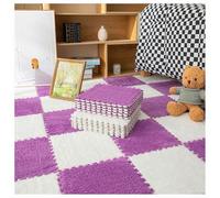 YMXBHN Plush Interlocking Carpet Tiles,Soft EVA Puzzle Carpet,12X12X0.4Inch Playroom Mat,Fluffy Square Foam Tile Mats for Nursery&Bedroom,purple + white,1pcs