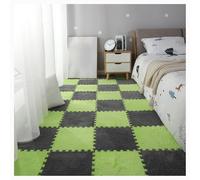 YMXBHN Plush Puzzle Foam Floor Mat,36 Pcs 12X12x0.4 Inch Thick Fluffy Interlocking Carpet Tiles,Carpet Squares Rugs for Parlor Bedroom Playroom Decor,light gray + green