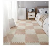 YMXBHN Plush Puzzle Foam Floor Mat,36 Pcs 12X12x0.4 Inch Thick Fluffy Interlocking Carpet Tiles,Carpet Squares Rugs for Parlor Bedroom Playroom Decor,Beige + light brown