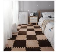 YMXBHN Plush Puzzle Foam Floor Mat,36 Pcs 12X12x0.4 Inch Thick Fluffy Interlocking Carpet Tiles,Carpet Squares Rugs for Parlor Bedroom Playroom Decor,coffee + light brown