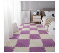YMXBHN Plush Puzzle Foam Floor Mat,36 Pcs 12X12x0.4 Inch Thick Fluffy Interlocking Carpet Tiles,Carpet Squares Rugs for Parlor Bedroom Playroom Decor,Beige + purple