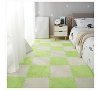 YMXBHN Plush Puzzle Foam Floor Mat,36 Pcs 12X12x0.4 Inch Thick Fluffy Interlocking Carpet Tiles,Carpet Squares Rugs for Parlor Bedroom Playroom Decor,Beige + green
