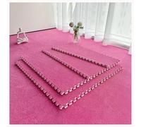 YMXBHN Short Plush Interlocking Carpet Foam Tiles - 24X24 Inch Soft Comfortable Floor Area Rugs with Border - Easy-Assemble Carpet Puzzle Mats for Living Rooms/Balconies,rose red,12pcs