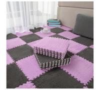 YMXBHN Thickened Plush Puzzle Interlocking Play Mat 12X12 Inch Soft Foam Tiles with Edgings Anti-Slip Shaggy Rug for Kids Nursery Crawling Mats,purple + gray,4pcs
