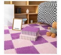 YMXBHN Thickened Plush Puzzle Interlocking Play Mat 12X12 Inch Soft Foam Tiles with Edgings Anti-Slip Shaggy Rug for Kids Nursery Crawling Mats,pink + purple,8pcs