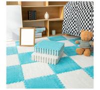 YMXBHN Thickened Plush Puzzle Interlocking Play Mat 12X12 Inch Soft Foam Tiles with Edgings Anti-Slip Shaggy Rug for Kids Nursery Crawling Mats,white + blue,4pcs