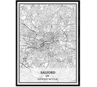 YMXCNM Canvas Print Wall Art Picture, Salford Map Posters Prints Artwork Unframed Pictures Modern Black And White Paintings Souvenir Gift Home Decor, 9X11Cm/3.54X4.33 In