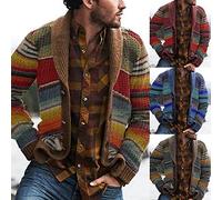 YMXCNM Men'S Knitted Cardigan,Men Winter Open Front Cardigan Stripes Long Sleeve Knitted Button Coat Jacket-Autumn Color Elegant Men'S Slim Fit Casual Jacket Knitted Tops,Red,4Xl