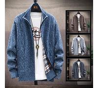 YMXCNM Men'S Knitted Cardigan,Men Winter Open Front Cardigan Stripes Long Sleeve Knitted Button Coat Jacket-Autumn Color Elegant Men'S Slim Fit Casual Jacket Knitted Tops,Blue,L