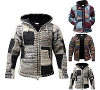 YMXCNM Men'S Knitted Cardigan,Winter Men Casual Long Sleeve Ethnic Color Block Pocket Cardigan Hooded Coat Outwear-Autumn Elegant Men'S Slim Fit Casual Jacket Knitted Tops,Grey,Xl