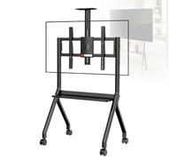 YMXEURSC Universal Floor Stand for Smart Whiteboards and TVs,Heavy-Duty with Lockable Wheels for Secure Mobility in Classrooms(Black 75inch)