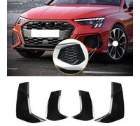 YMXFKY Car Front Rear Bumper Fog Light Grille Cover for Audi A3 8Y S line 2021 2022 2023 2024 Car Body Styling Accessories,Glossy Black
