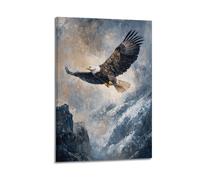 YMXHJJ Bald Eagle in Flight over Majestic Mountains Art Piece Poster Canvas Wall Art Modern Mural Decorative Painting Hanging Artwork 16x24inch(40x60cm)