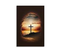 YMXHJJ Christian Poster Illustration Cross Poster Canvas Wall Art Minimalist Modern Mural Decorative Painting Hanging Artwork 20x30inch(50x75cm)