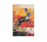 YMXHJJ Exquisite Canvas Wall Art Picture Print Brutalist Abstract Animal Poster of Leaping Hare Modern Family for Bedroom Decor 12x18inch(30x45cm)