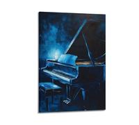 YMXHJJ Exquisite Modern Family Canvas Wall Art Picture Print Photo Album-Abstract Blue Toned Music Poster with Piano And Candle 08x12inch(20x30cm)