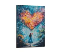 YMXHJJ Exquisite Modern Family Canvas Wall Art Picture Print Photo Album-Abstract Heart - Filled Inspirational Quotes Poster with Girl Reaching for Love 20x30inch(50x75cm)