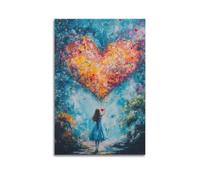 YMXHJJ Exquisite Modern Family Canvas Wall Art Picture Print Photo Album-Abstract Heart - Filled Inspirational Quotes Poster with Girl Reaching for Love 12x18inch(30x45cm)