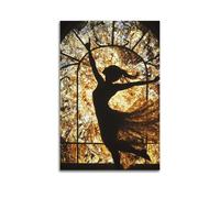 YMXHJJ Exquisite Modern Family Canvas Wall Art Picture Print Photo Album-Art Deco Silhouette of Dancing Woman Poster with Stained - Glass Effect 12x18inch(30x45cm)