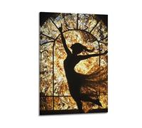 YMXHJJ Exquisite Modern Family Canvas Wall Art Picture Print Photo Album-Art Deco Silhouette of Dancing Woman Poster with Stained - Glass Effect 24x36inch(60x90cm)