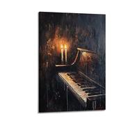 YMXHJJ Exquisite Modern Family Canvas Wall Art Picture Print Photo Album-Brutalist Abstract Music Poster with Candle - Lit Piano 08x12inch(20x30cm)