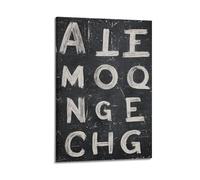 YMXHJJ Exquisite Modern Family Canvas Wall Art Picture Print Photo Album-Brutalist Alphabet Poster Bold White Letters on Black Background 12x18inch(30x45cm)