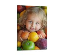YMXHJJ Exquisite Modern Family Canvas Wall Art Picture Print Photo Album-Minimalist Children's Fruit Poster with Adorable Kid And Fresh Fruits 20x30inch(50x75cm)
