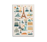 YMXHJJ Exquisite Modern Family Canvas Wall Art Picture Print Photo Album-Minimalist Travel Poster with Iconic World Landmarks 20x30inch(50x75cm)