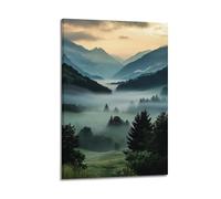 YMXHJJ Exquisite Modern Family Canvas Wall Art Picture Print Photo Album-Scandinavian Landscape Poster with Misty Mountains And Forests 16x24inch(40x60cm)