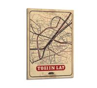 YMXHJJ Exquisite Modern Family Canvas Wall Art Picture Print Photo Album-Vintage Map Poster with Transportation Routes And Bold Typography 20x30inch(50x75cm)