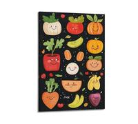 YMXHJJ Exquisite Modern Family Canvas Wall Art Picture Print Photo Album-Watercolor Children's Vegetable And Fruit Poster with Cute Faces 20x30inch(50x75cm)