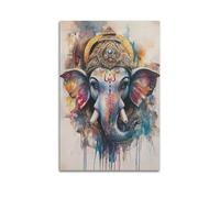 YMXHJJ Exquisite Modern Family Canvas Wall Art Picture Print Photo Album-Watercolor Hindu Deity Elephant Poster, Vibrant Spiritual Art 12x18inch(30x45cm)