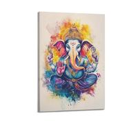 YMXHJJ Exquisite Modern Family Canvas Wall Art Picture Print Photo Album-Watercolor Hindu Deity Poster Colorful Elephant - Headed God Depiction 16x24inch(40x60cm)