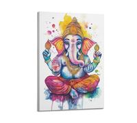 YMXHJJ Exquisite Modern Family Canvas Wall Art Picture Print Photo Album-Watercolor Hindu Deity Poster Colorful Elephant - Headed God 16x24inch(40x60cm)