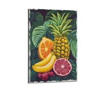 YMXHJJ Exquisite Modern Family Canvas Wall Art Picture Print Photo Album-Watercolor Tropical Fruit Poster with Pineapple Banana And Citrus 20x30inch(50x75cm)