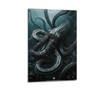 YMXHJJ Gigantic Octopus with Curling Tentacles, Animal - Themed Artwork Poster Canvas Wall Art Modern Mural Decorative Painting Hanging Artwork 12x18inch(30x45cm)